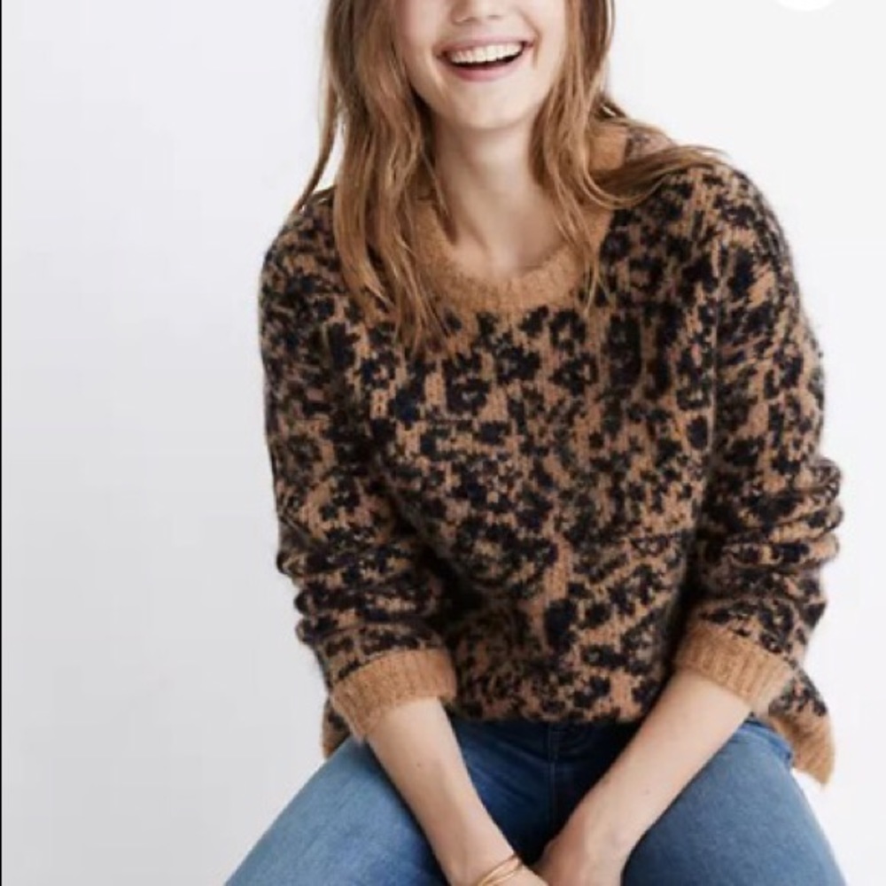 Madewell Crewneck Leopard Sweater